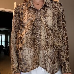 Vintage Krazy Kitty Blouse with Snakeskin Print